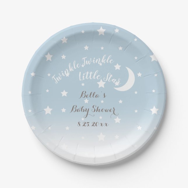 Twinkle Twinkle Little Star Blue Paper Plate Pappteller (Vorderseite)