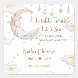Twinkle Twinkle Little Star Bunny Baby Dusche Quadratischer Aufkleber