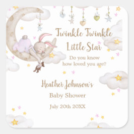 Twinkle Twinkle Little Star Bunny Baby Dusche Quadratischer Aufkleber