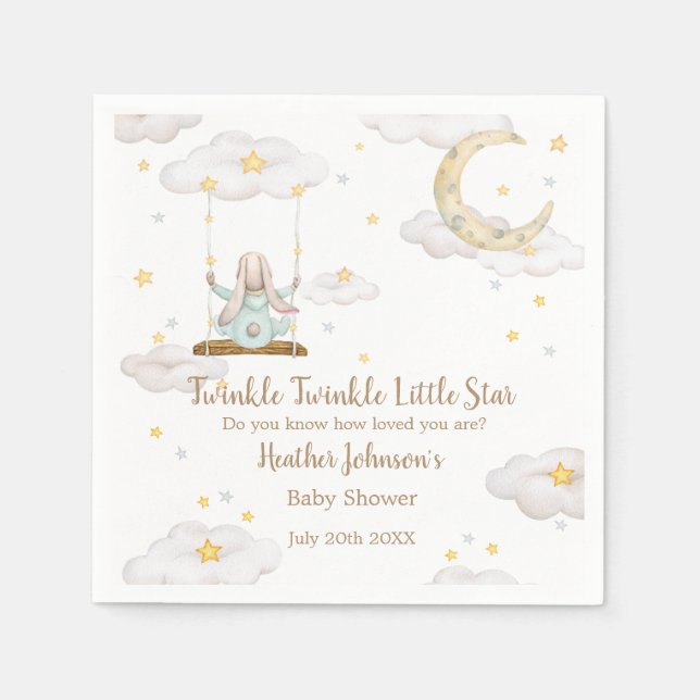 Twinkle Twinkle Little Star Bunny Baby Dusche Serviette (Vorderseite)