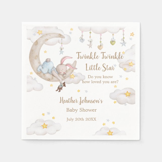 Twinkle Twinkle Little Star Bunny Baby Dusche Serviette (Vorderseite)