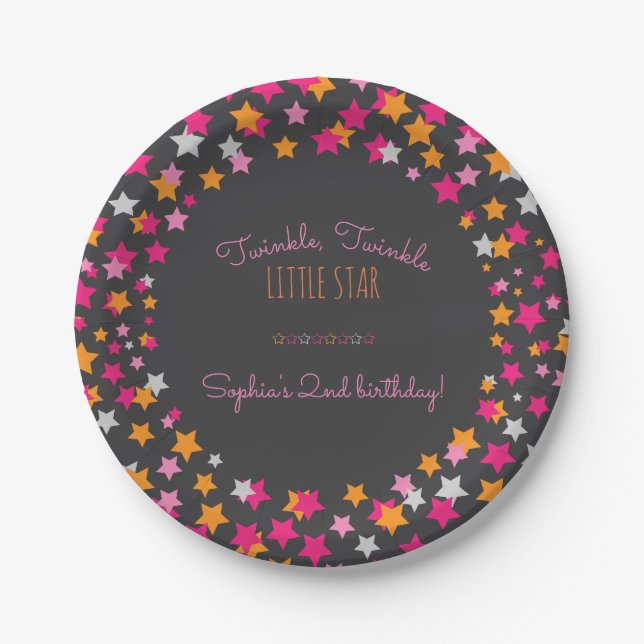 Twinkle Twinkle Little Star Chalkboard Geburtstag Pappteller (Vorderseite)