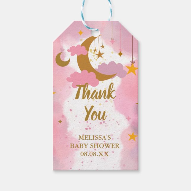 Twinkle Twinkle Little Star Danke Pink Geschenkanhänger (Vorderseite)