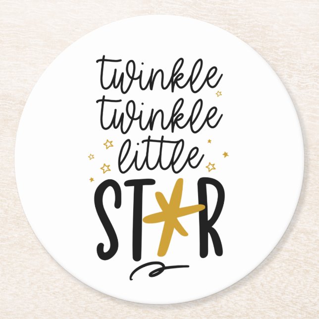 Twinkle Twinkle Little Star Doodle Runder Pappuntersetzer (Vorderseite)