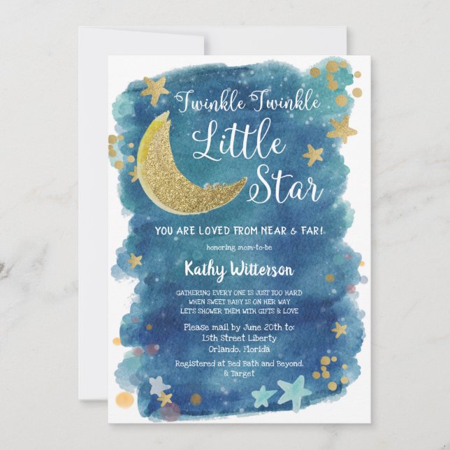 Twinkle Twinkle Little Star Dusche von Mail Einladung (Vorderseite)