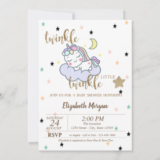 Twinkle Twinkle Little Star Einhorn Baby Shower Einladung