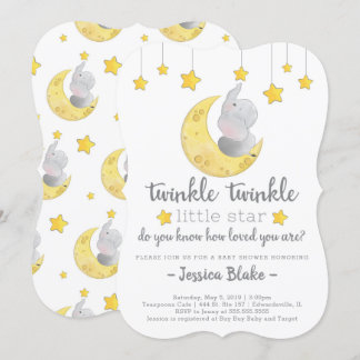 Twinkle Twinkle Little Star Elefant Babydusche Einladung