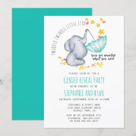 Twinkle Twinkle Little Star Elephant Gender Reveal Einladung