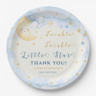 Twinkle Twinkle Little Star Erster Geburtstag Blau Pappteller
