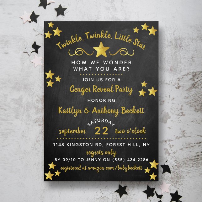 Twinkle Twinkle Little Star Gender Reveal Party Einladung (Von Creator hochgeladen)
