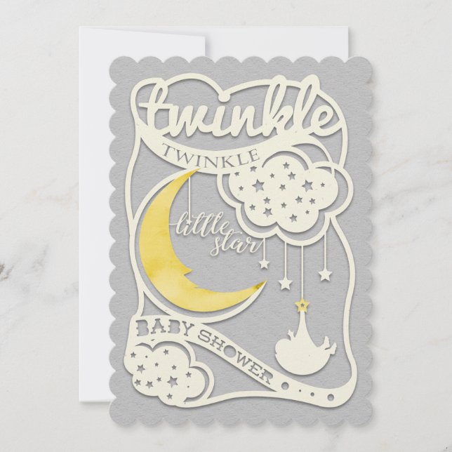 Twinkle Twinkle Little Star Gender Reveite Einladung (Vorderseite)