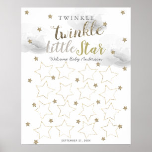 Twinkle Twinkle Little Star Gray Guest Book Sign Poster