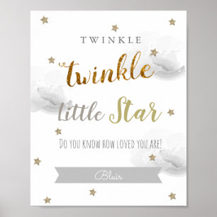 Twinkle Twinkle Little Star Gray Kinderzimmer Art Poster