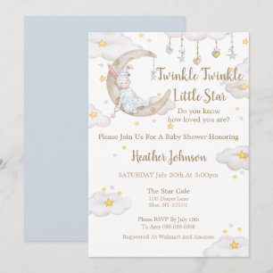 Twinkle Twinkle Little Star Häschen-Baby-Party Einladung