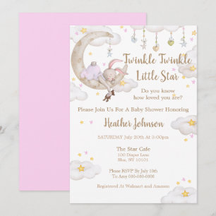 Twinkle Twinkle Little Star Häschen-Baby-Party Einladung