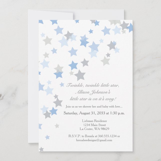 Twinkle Twinkle Little Star Invitation argent (Devant)