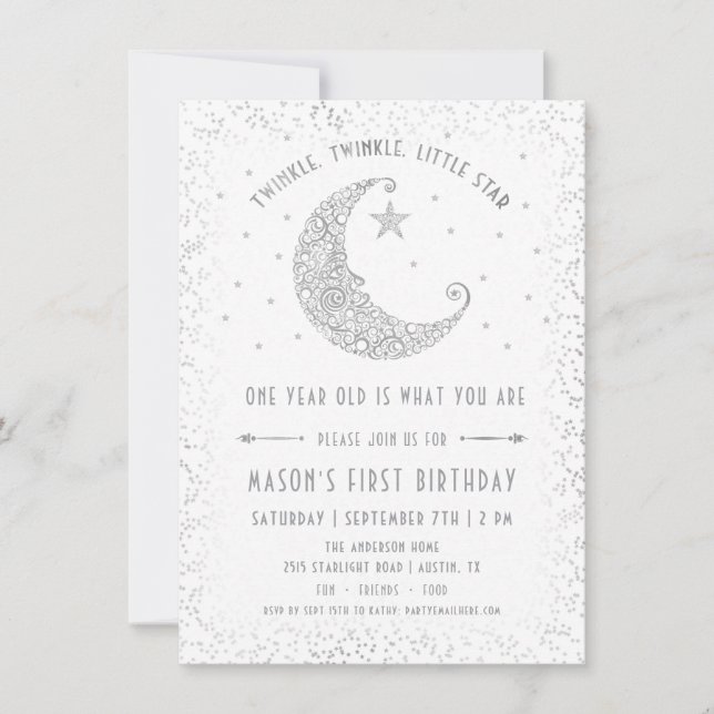 Twinkle Twinkle Little Star Invitation d'anniversa (Devant)