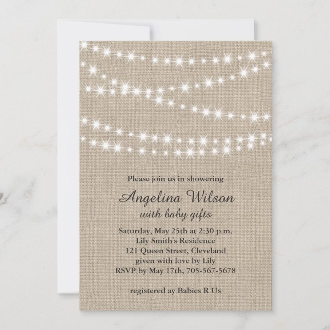Twinkle Twinkle Little Star Invite auf Light Burla Einladung (Vorderseite)