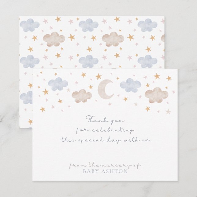 Twinkle Twinkle Little Star Kinderzimmer Dankeschö Einladung (Vorne/Hinten)