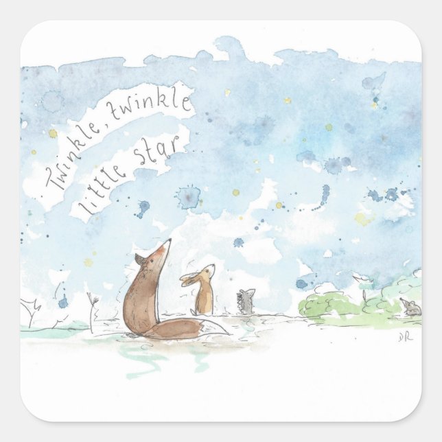 Twinkle twinkle Little Star Kinderzimmer Rhyme Art Quadratischer Aufkleber (Vorderseite)