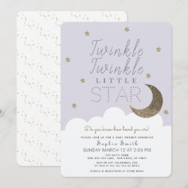 Twinkle Twinkle Little Star Lilac Baby Dusche Einladung