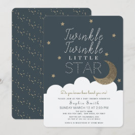 Twinkle Twinkle Little Star Navy Blue Baby Dusche Einladung