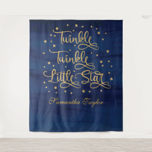 Twinkle Twinkle Little Star Navy Gold Glitter Wandteppich
