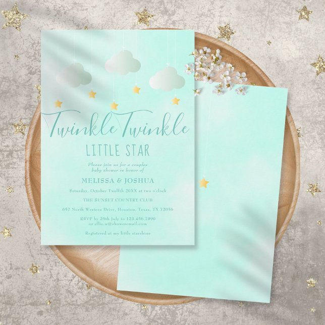 Twinkle Twinkle Little Star Neutral Baby Dusche Einladung (Von Creator hochgeladen)