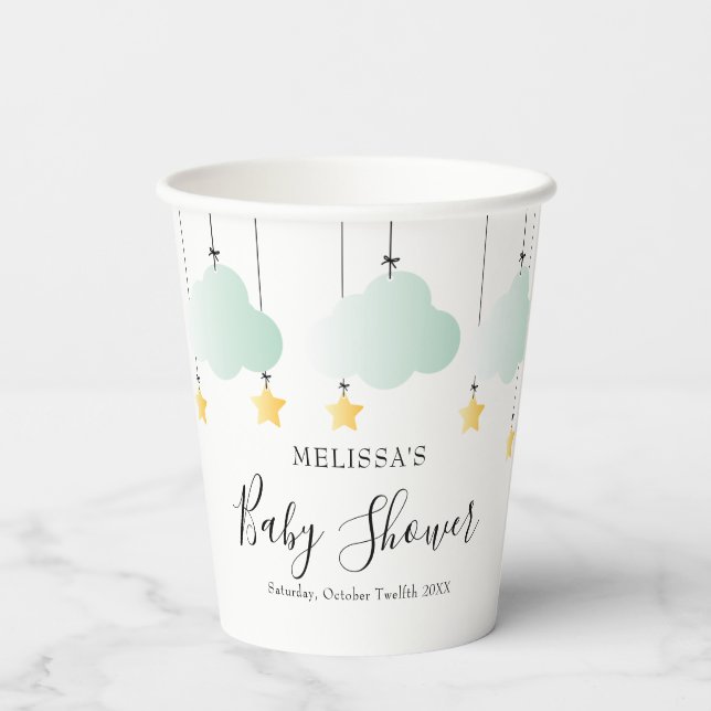 Twinkle Twinkle Little Star Neutral Baby Dusche Pappbecher (Rückseite)