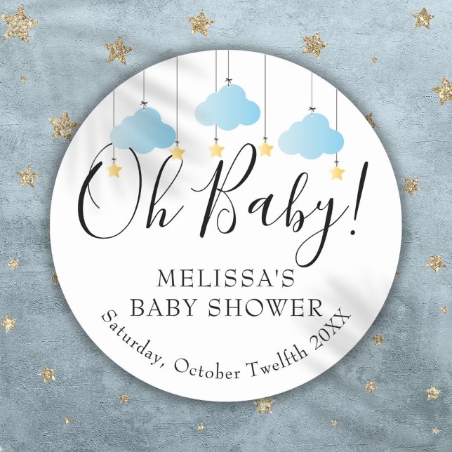 Twinkle Twinkle Little Star Oh Baby Dusche Runder Aufkleber (Twinkle twinkle little star Oh Baby baby shower Classic Round Sticker)