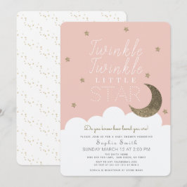 Twinkle Twinkle Little Star Pink Girl Babydusche Einladung