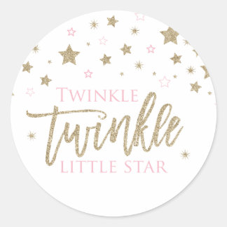 Twinkle Twinkle Little Star Pink Glitzer Runder Aufkleber