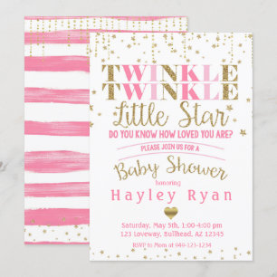 Twinkle Twinkle Little Star Pink Gold Baby Dusche Einladung