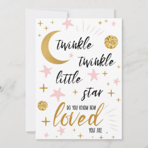 Twinkle Twinkle Little Star Pink Gold Baby Shower Einladung