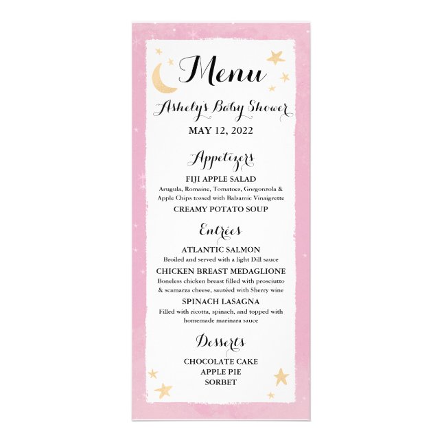 Twinkle Twinkle Little Star Pink Karte Werbekarte (Vorne)