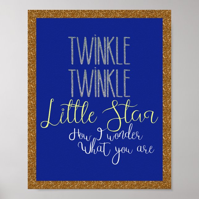Twinkle Twinkle Little Star Silver und Gold Poster (Vorne)