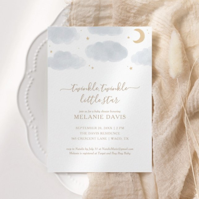 Twinkle Twinkle Little Star Watercolor Babydusche Einladung (Von Creator hochgeladen)