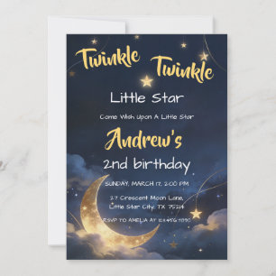 Twinkle Twinkle Nacht Himmel Mond Geburtstag Einladung