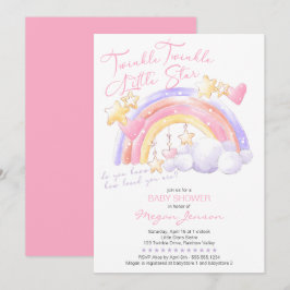 Twinkle Twinkle Niedlich Rainbow Pink Girl Babydus Einladung