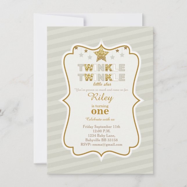 Twinkle Twinkle petite invitation d'anniversaire é (Devant)