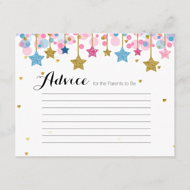 Twinkle Twinkle Pink Blue Advice Card Babydusche Begleitkarte (Vorderseite)