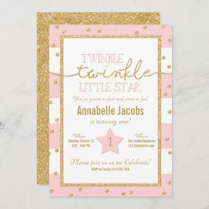 Twinkle Twinkle rose et or Invitation d'anniversai