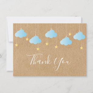 Twinkle Twinkle Rustic Kraft Boho Blue Dankeskarte