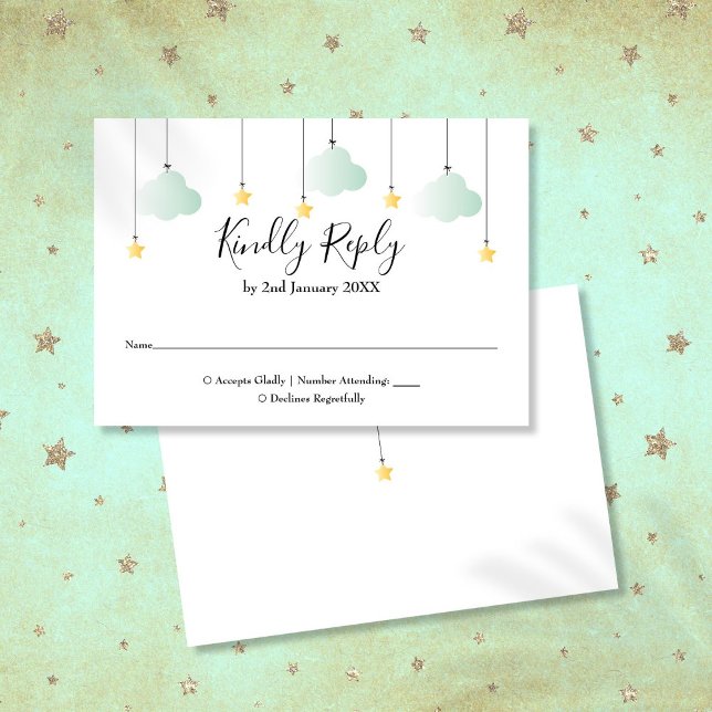 Twinkle Twinkle Star Gender Neutral Baby Dusche RSVP Karte (Twinkle Twinkle Star Gender Neutral Baby Shower RSVP Card)