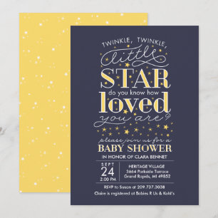 Twinkle Twinkle Star Theme Navy Baby Dusche Einladung