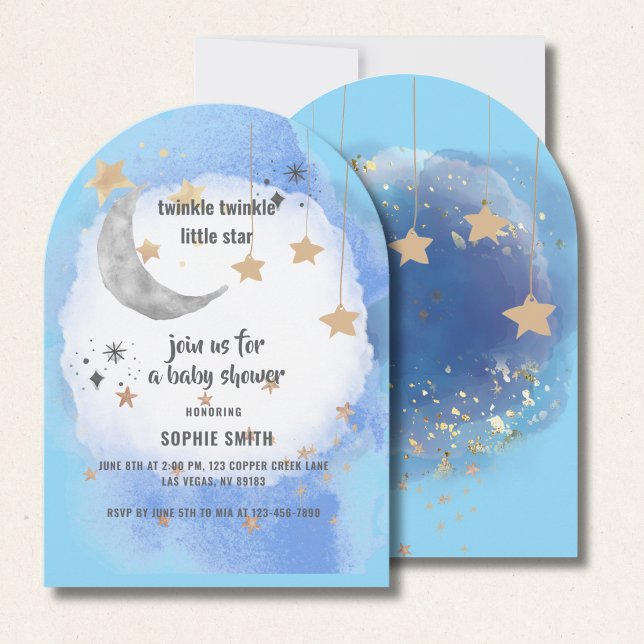 Twinkle Twinkle Stars, Blau und Gold Abstrakt Einladung (Von Creator hochgeladen)