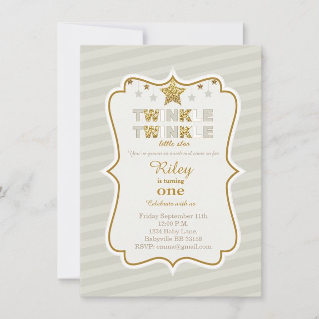 Twinkle Twinkle Stern Geburtstagseinladung Einladung (Vorderseite)