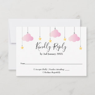 Twinkle Twinkle Stern Rosa Mädchen Baby-Party RSVP Karte