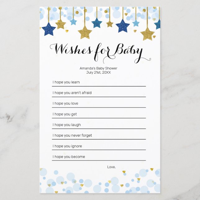 Twinkle Twinkle Wasserfarbe Wünsche für Kinderspie (Vorderseite)