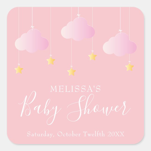 Twinkle winzige kleine Stern Babydusche pink Quadratischer Aufkleber (Vorderseite)